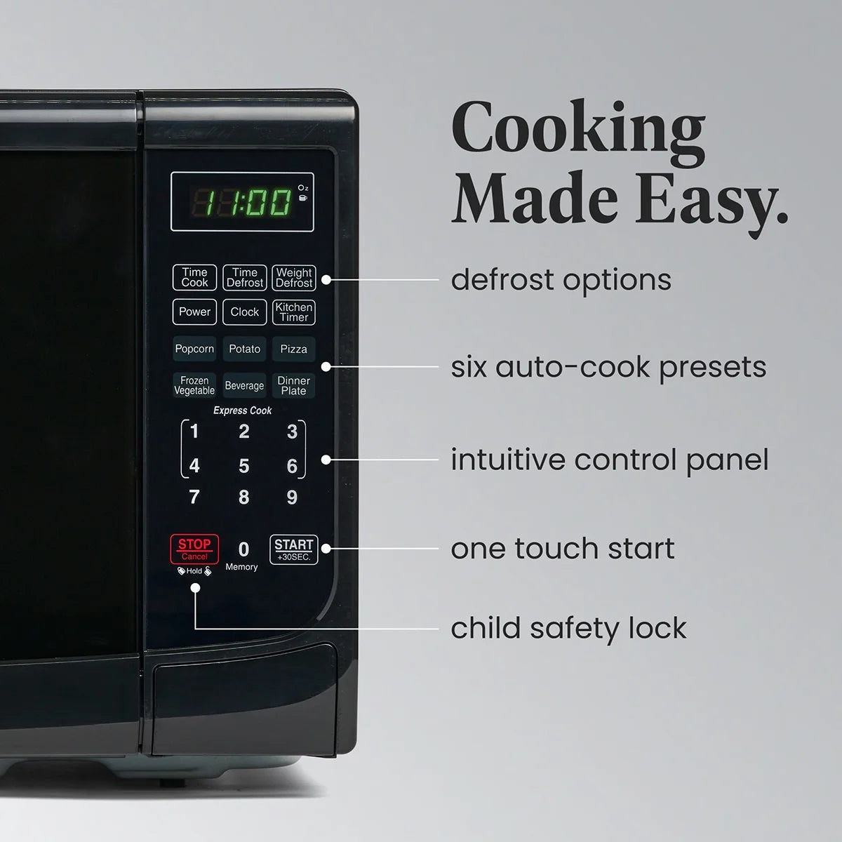 Farberware Countertop Microwave Oven with LED Lighting & Child Lock, 0.7 Cu Ft Black