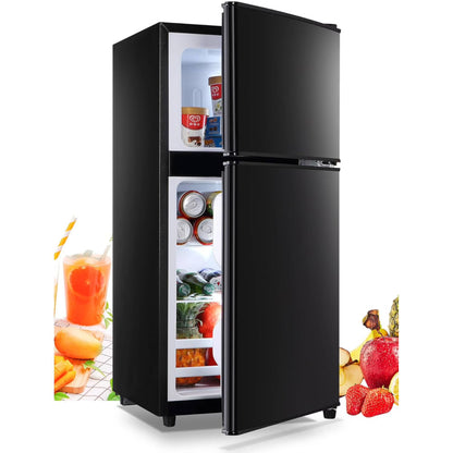 3.5 Cu.Ft Mini Fridge Freezer, 2 Door Small Refrigerator, 7 Level Adjustable Thermostat Freezer Fridge for Living Room, Kitchen and Apartment, Sivelr