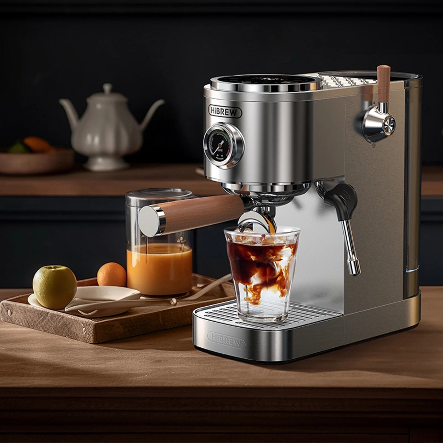 HiBREW H13 Semi-Automatic Espresso Maker - 6 Programmable Drink Modes, 1.3L Water Tank & Adjustable Pre-Infusion