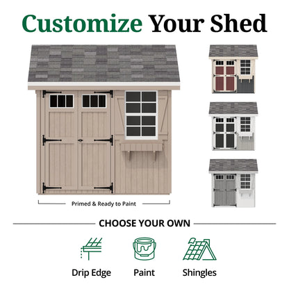 Little Cottage Co. 8x8 Colonial Pinehurst Shed with Operable Window, Outdoor Wood Storage Do-It-Yourself Precut Kit