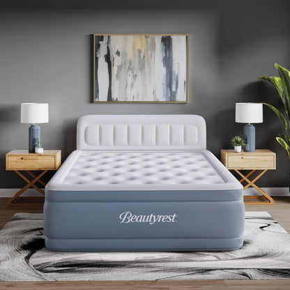 Beautyrest Headboard Luxarest 24" Queen Size Raised Air Mattress with Built-in Pump