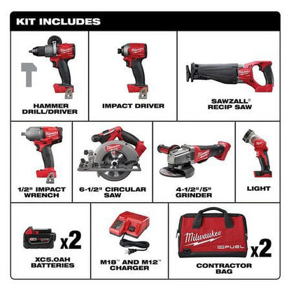 Milwaukee M18 Fuel 7Pc Combo Kit