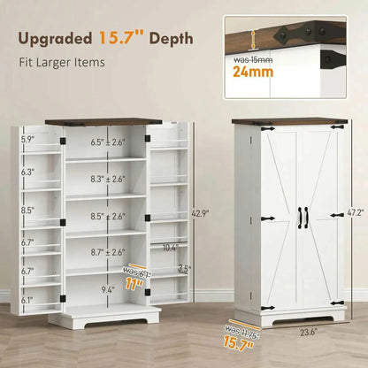 Spaco 17-Tier Kitchen Small Pantry Cabinet with 2 Doors and 6 Adjustable Shelves, Cabinet Pantry, Freestanding 5-Tier Shelving Pantries for Kitchen Storage, Gray