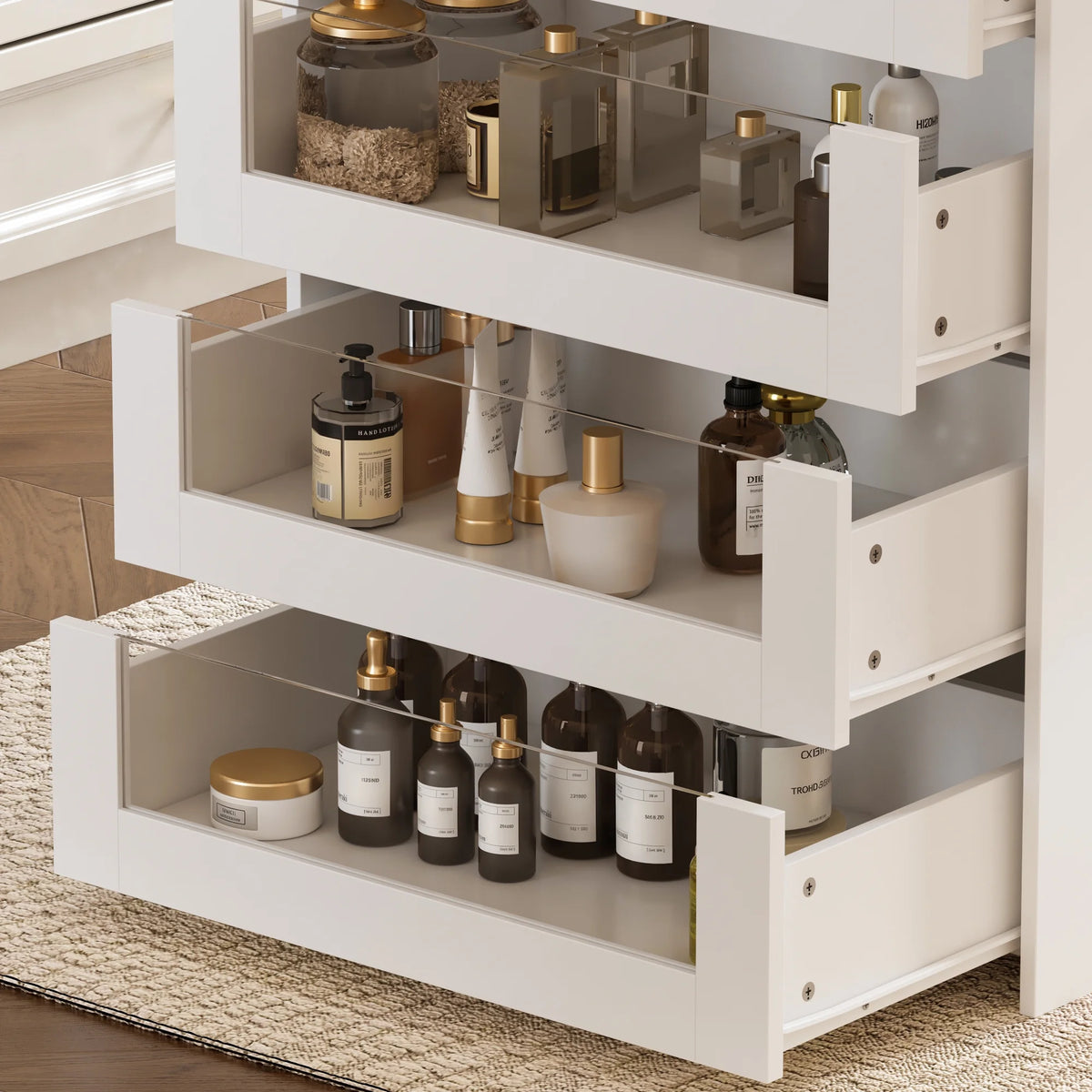 KULAGAGA Closet Island with Glass Top & 8 Drawers,Wardrobe Armoire  Island for Walk-in Closet, Store Dressing Room, 47.2��W x 23.6��D x 31.5��H