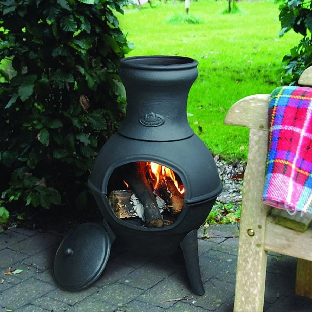 Esschert Design 26" Black Finish Cast Iron Chiminea