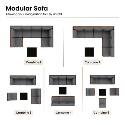 ELPOSUN 7 Pieces Patio Furniture Set, Outdoor Furniture Sectional Rattan Sofa for Backyard Garden Dark Grey