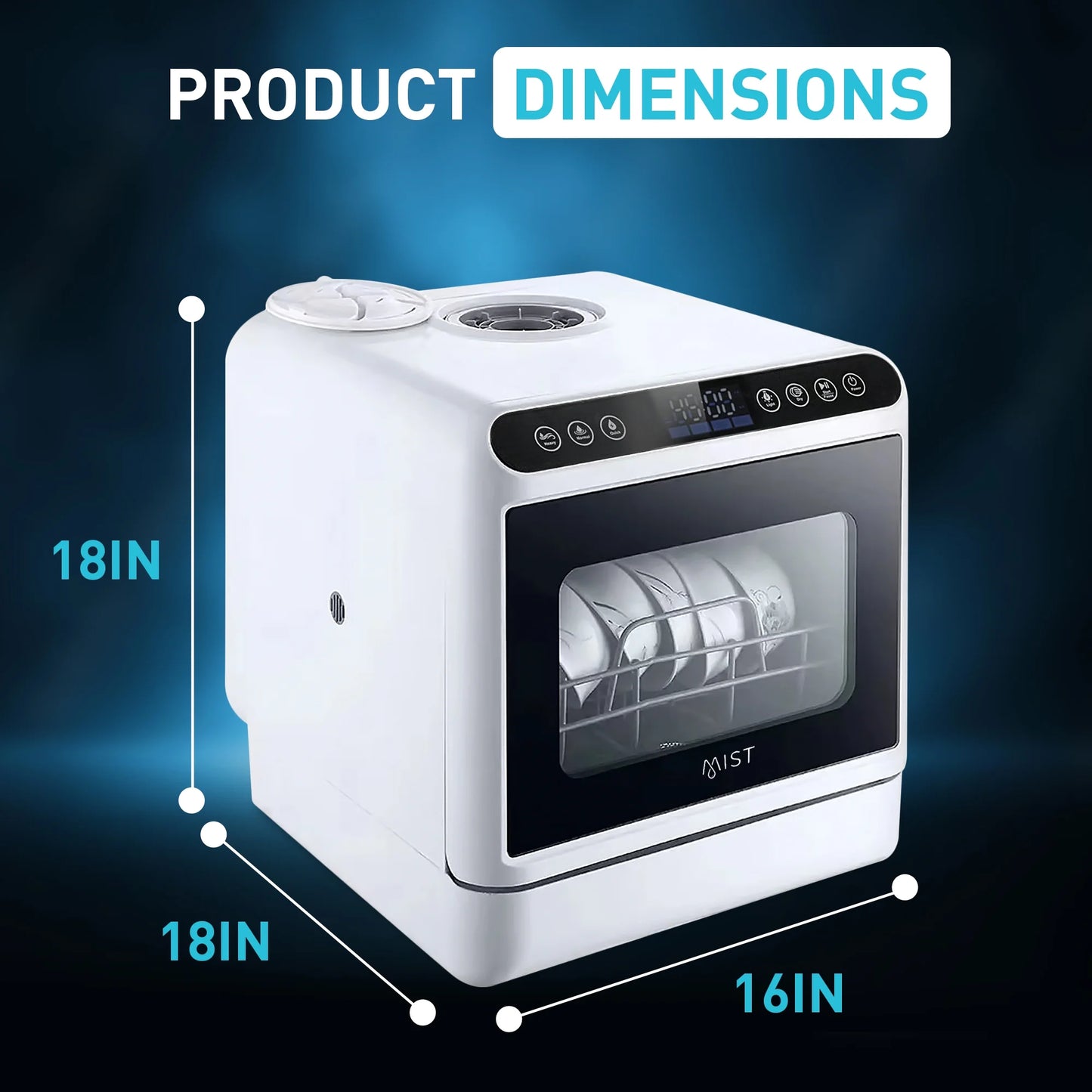 Portable Countertop Dishwasher with 4 Washing Programs and 360�� Dual Spray