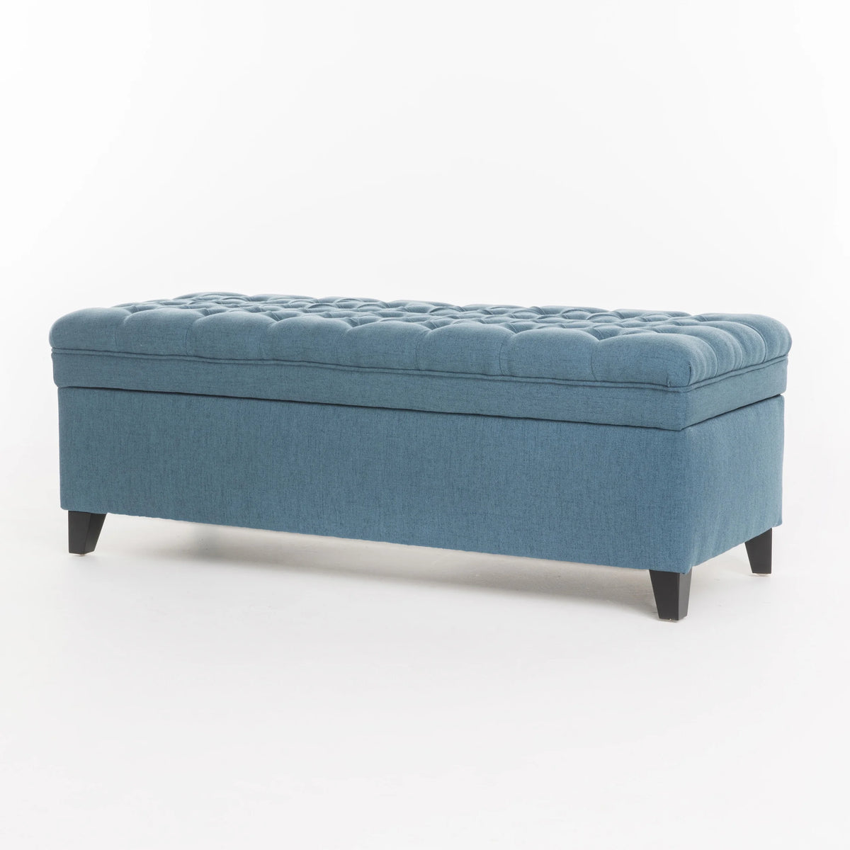 Noble House Hampton Contemporary Fabric Upholstered Storage Ottoman, White and Blue Floral