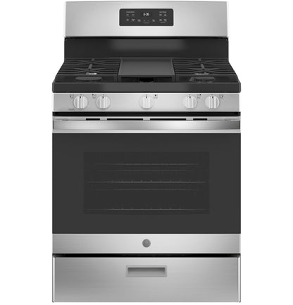 GE? 30" 5.0 cu. ft. Free-Standing Gas Range in Stainless Steel