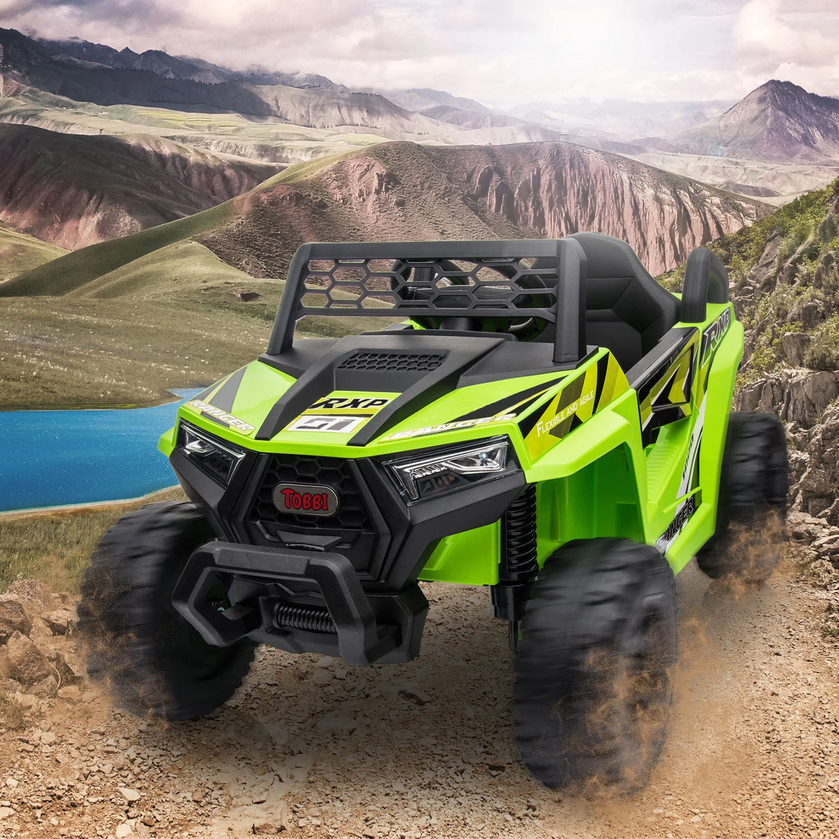 TOBBI 12V Kids Electric off-Road UTV Truck Car Battery Powered Ride on Toys for Girls with LED Headlights, Music, Horn