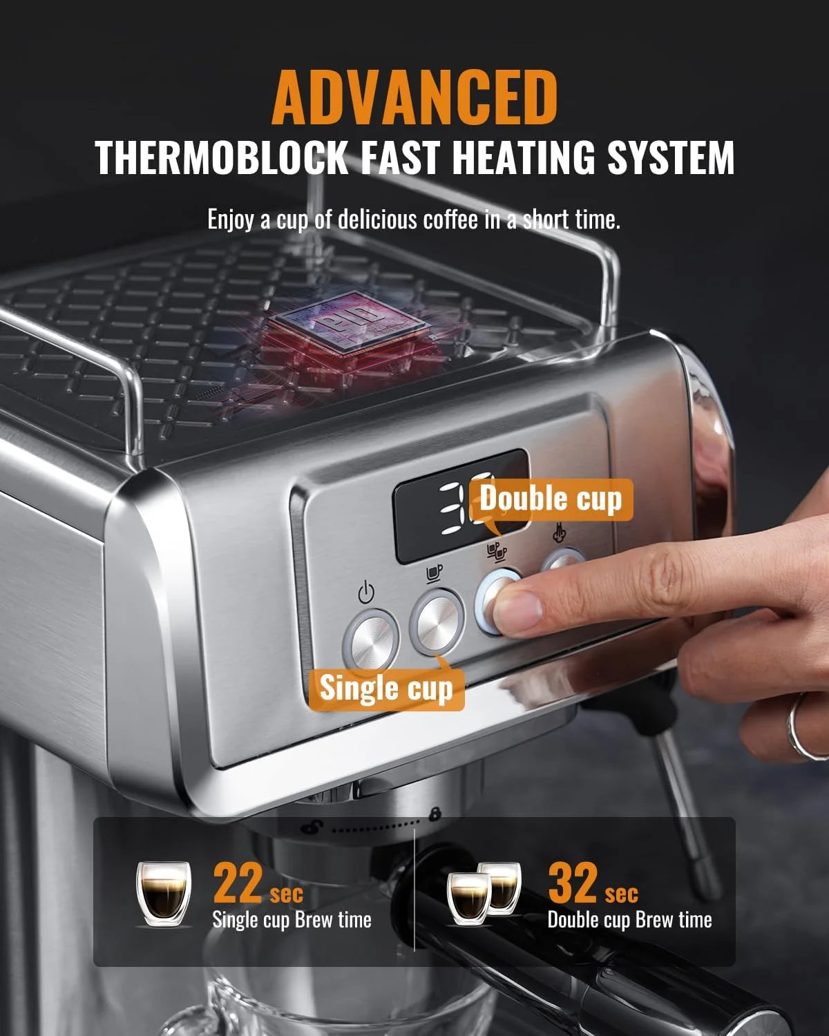 GDOR 1350W Espresso Machine 20 Bar with Milk Frother Steam Wand, Professional Manual Latte & Cappuccino Maker for Home, 60 Oz Water Tank, Temperature Display, Stainless Steel