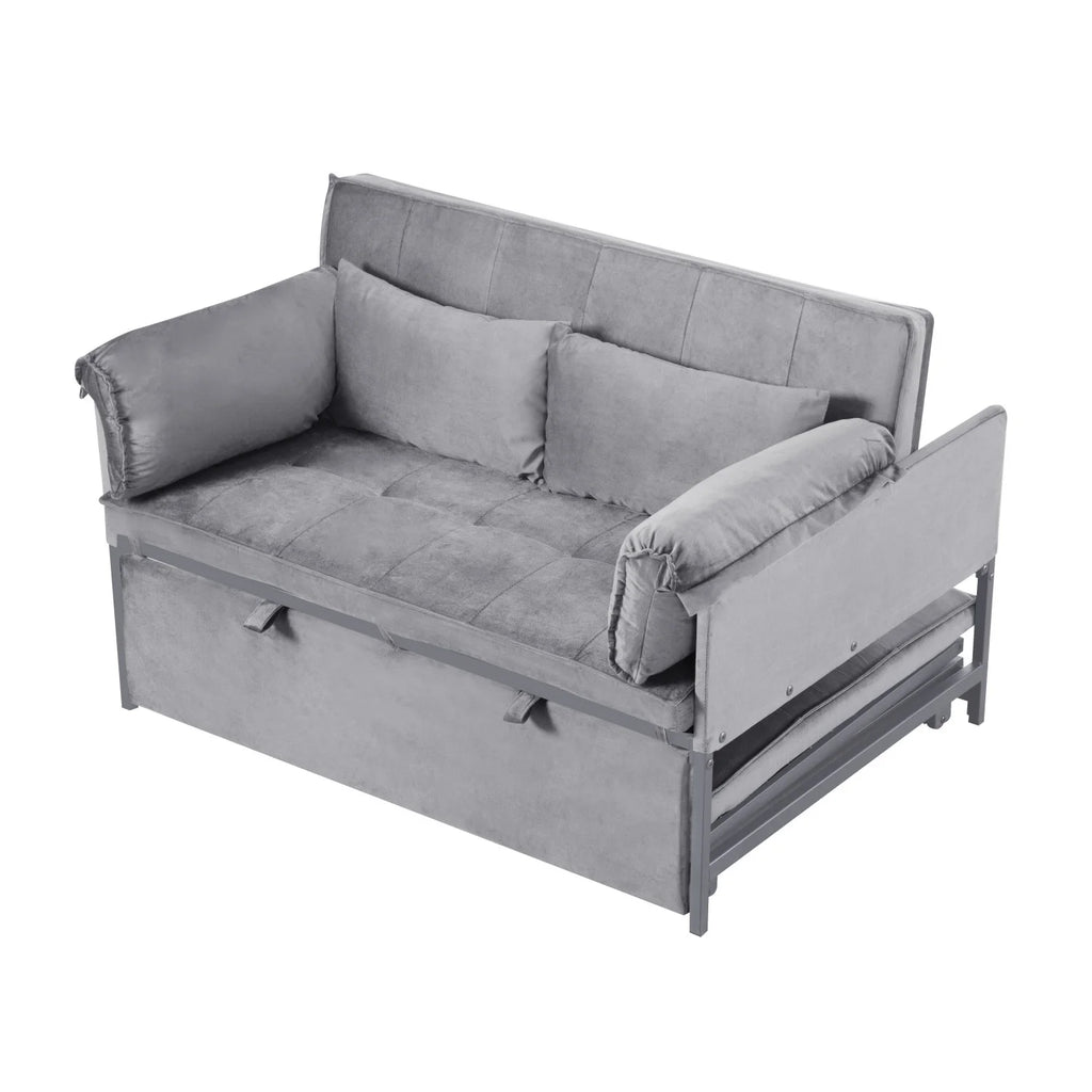 Gewnee 46" Velvet Sleeper Sofa Reclining Convertible Futon Couch Bed for Living Room, Guest & Small Spaces(Black)