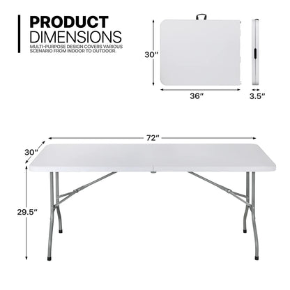 Magshion 11 Pieces 6 Ft Plastic Foldable Card Table and Chair Set�?Portable Folding Table with Handle Picnic Desk and Folding Chairs with Backrest, Black