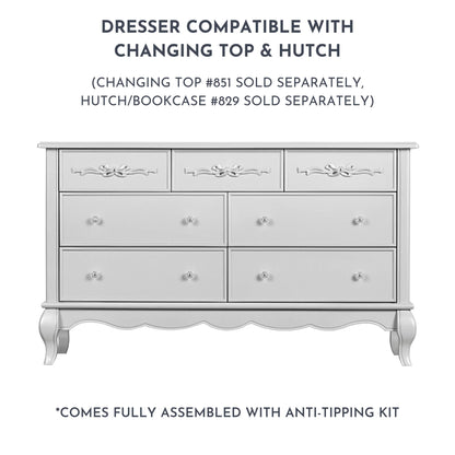 Evolur Aurora 7-Drawer Double Dresser in Ivory Lace, Spacious Drawers