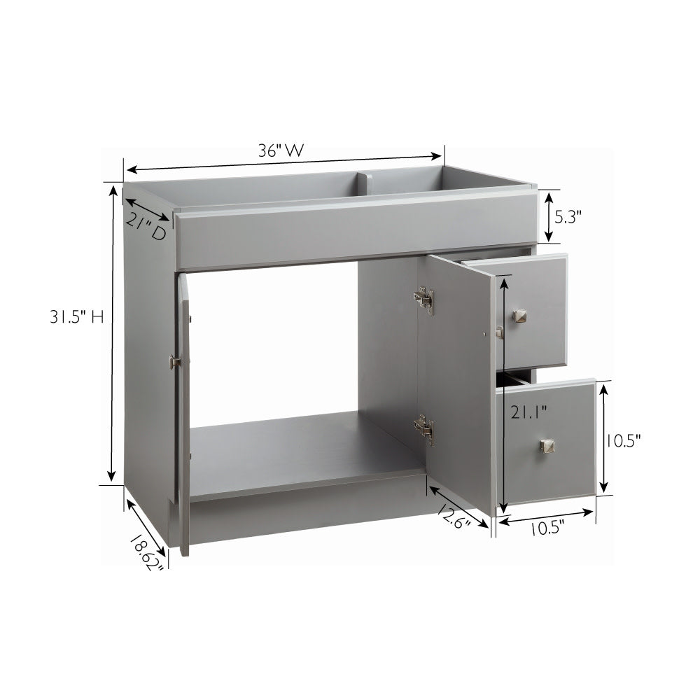 Design House Wyndham 36" Solid Wood Ready to Assemble 2-Door and 2-Drawer Bathroom Vanity Cabinet, White