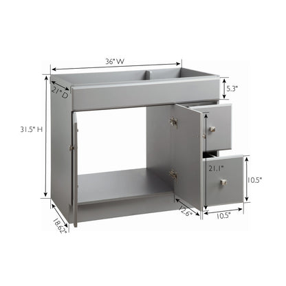 Design House Wyndham 36" Solid Wood Ready to Assemble 2-Door and 2-Drawer Bathroom Vanity Cabinet, White