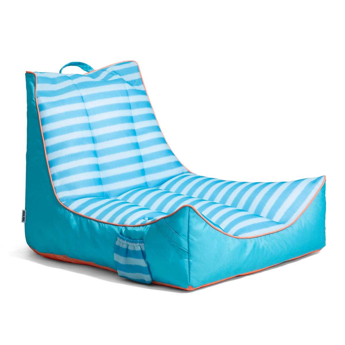 Big Joe Captain's Float No Inflation Needed Pool Lounger with Drink Holder, Tropical Hibiscus Aqua Double Sided Mesh, Quick Draining Fabric, 3 feet