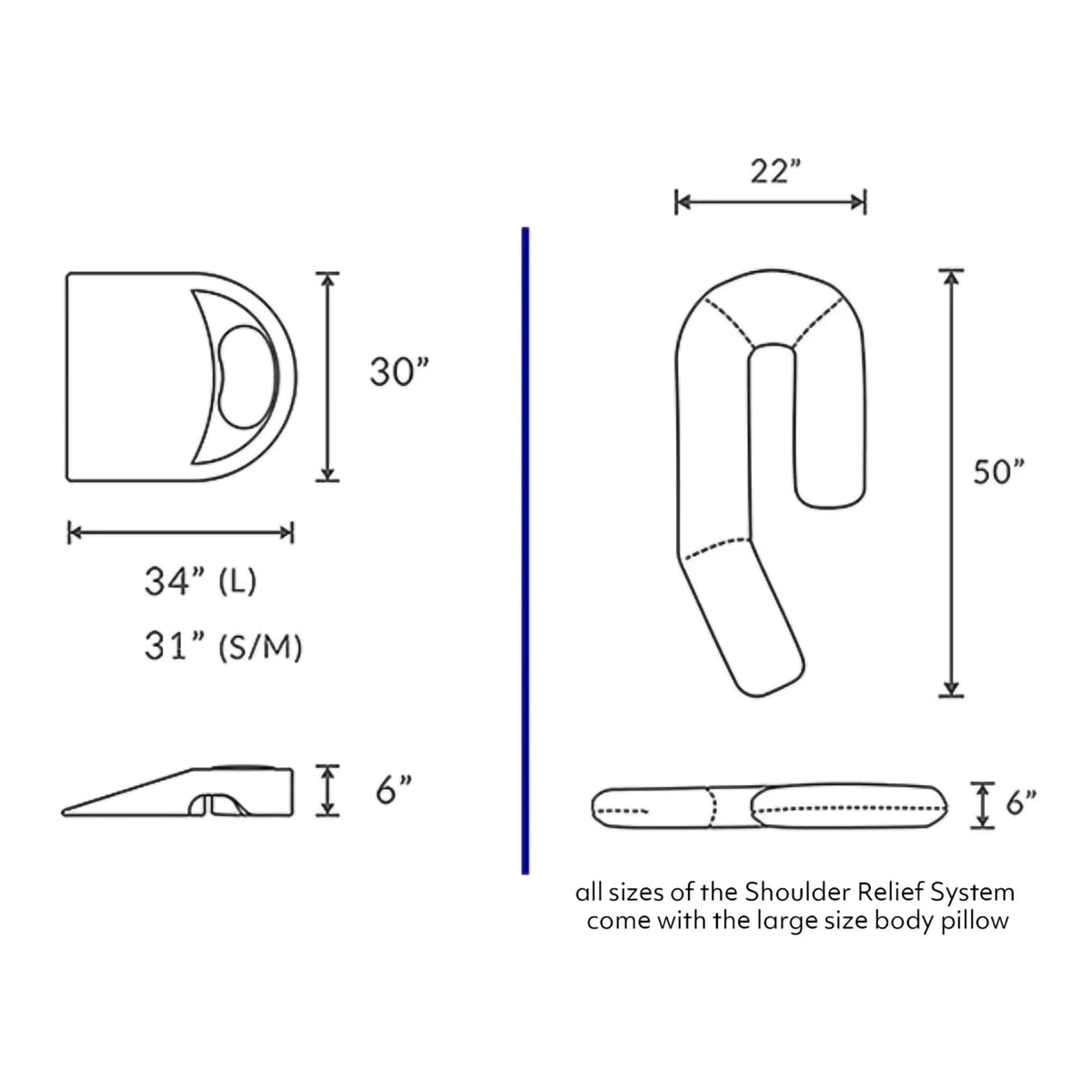 MedCline Shoulder Relief System, Bundle - Bed Wedge & Full Body Shoulder Pillow for Side Sleepers - with Extra Cases - Arm Hole Pocket & Incline Sleep Position - Large - 5'10" & Above, 1 Ct