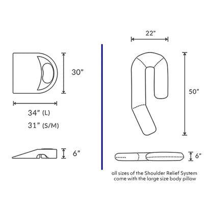 MedCline Shoulder Relief System, Bundle - Bed Wedge & Full Body Shoulder Pillow for Side Sleepers - with Extra Cases - Arm Hole Pocket & Incline Sleep Position - Large - 5'10" & Above, 1 Ct