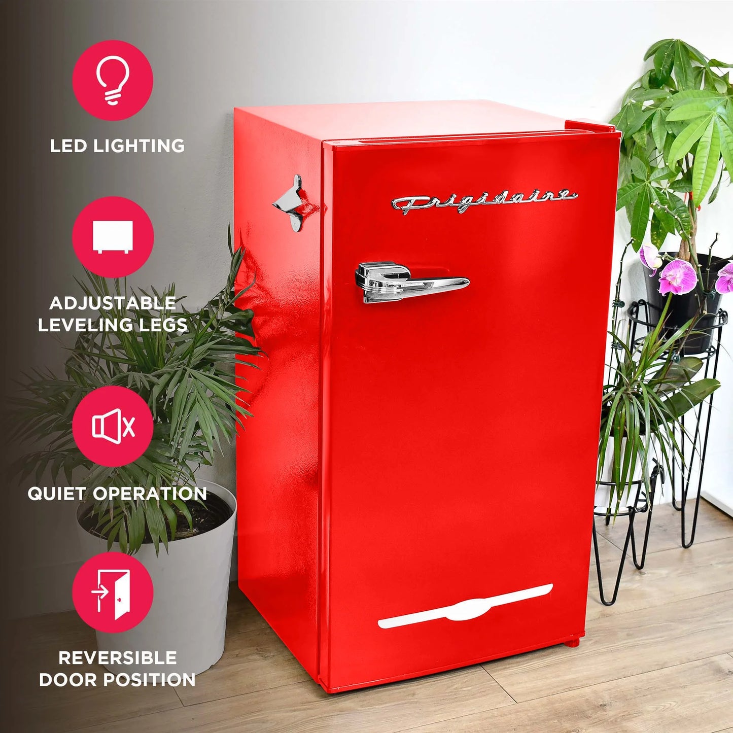 Frigidaire EFR376-C-PINK 3.2-Cu.-Ft. 65-Watt Retro Bar Fridge with Side Bottle Opener (Pink)