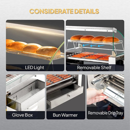 ROVSUN 1050 W 18 Hot Dog Capacity Commercial Hot Dog Roller Grill
