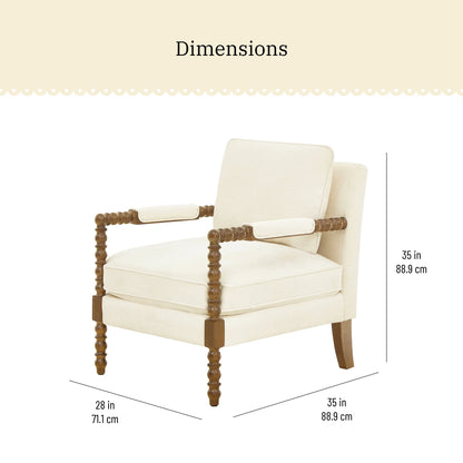 Pioneer Woman Harper Spindle Accent Chair, Jade Fabric Upholstery