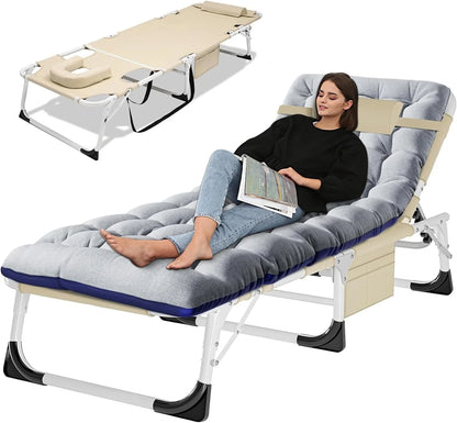 Slsy Folding Lounge Chair, 5-Position Adjustable Outdoor Reclining Chair, Folding Sleeping Bed Cot, Folding Chaise Lounge Chair for Pool Beach Patio Sunbathing