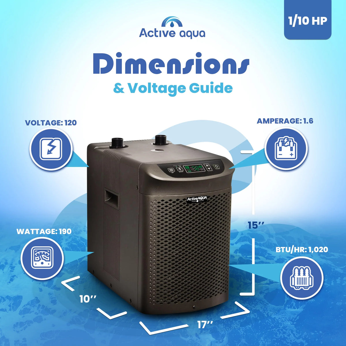 Active Aqua AACH25HP 0.25 HP 396-925 GPH 120V Hydroponic Cooling Water Chiller