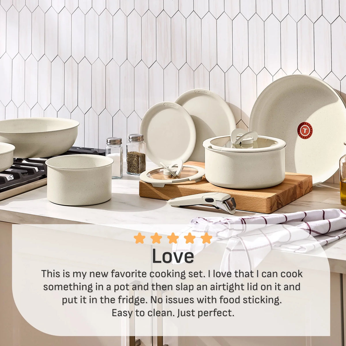 T-fal Ingenio Essentials Nonstick, 11 Piece Cookware Set, Detachable Handle, Oven, Broiler, Dishwasher Safe, RV, Grey Granite