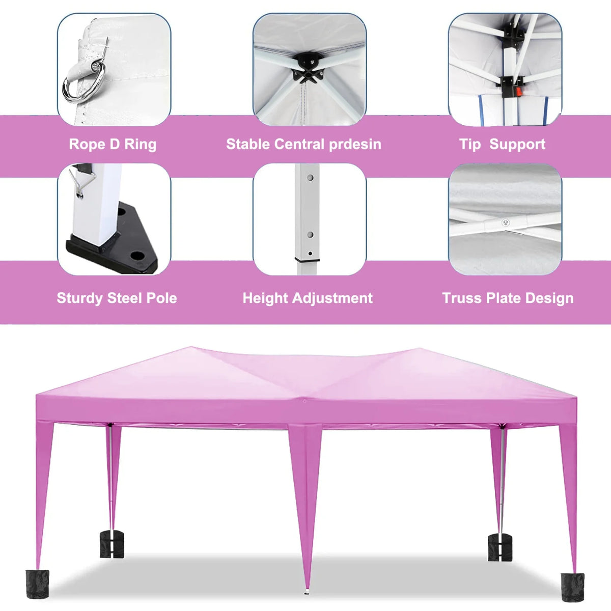 10'x20' Pop Up Canopy Tent with 6 Removable Sidewalls & Portable Rolling Bag �?Waterproof UPF 50+ Shade for Parties, Beach, Weddings & Camping