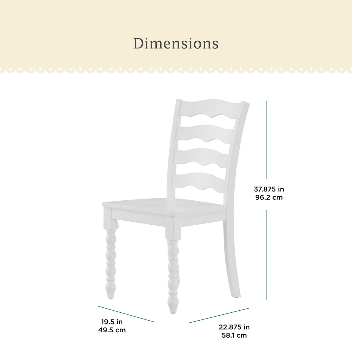 Pioneer Woman Harper Solid Wood Dining Chairs, 2 Pack, White