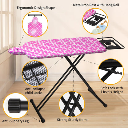 KDJ HOME Slieton Extra Large Ironing Board with Hang Rail, 20-Inch Wide