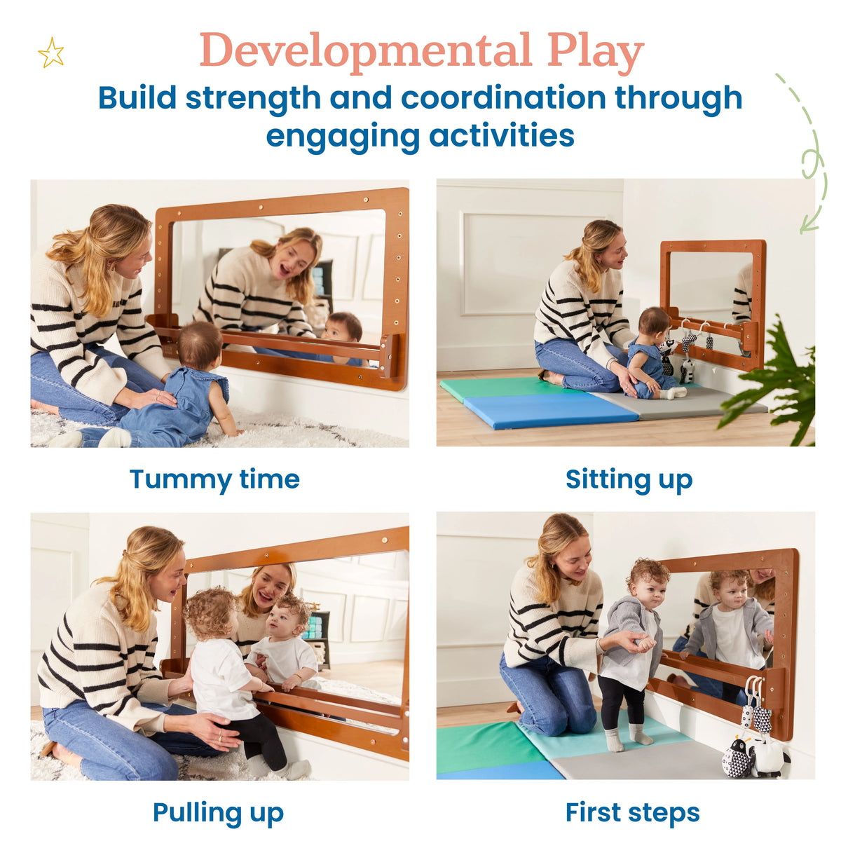 ECR4Kids Wall-Mounted Coordination Mirror, Natural