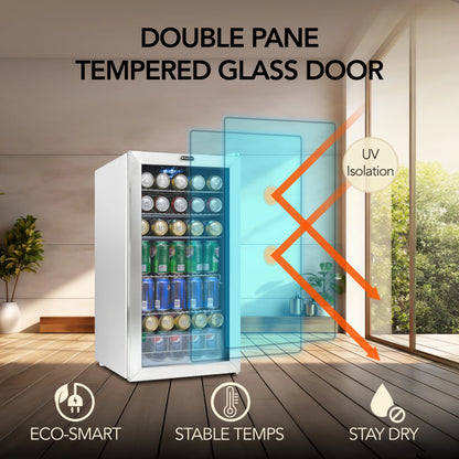 Whynter 3.3 Cubic Foot Beverage Center Fridge with Lock Stainless Steel