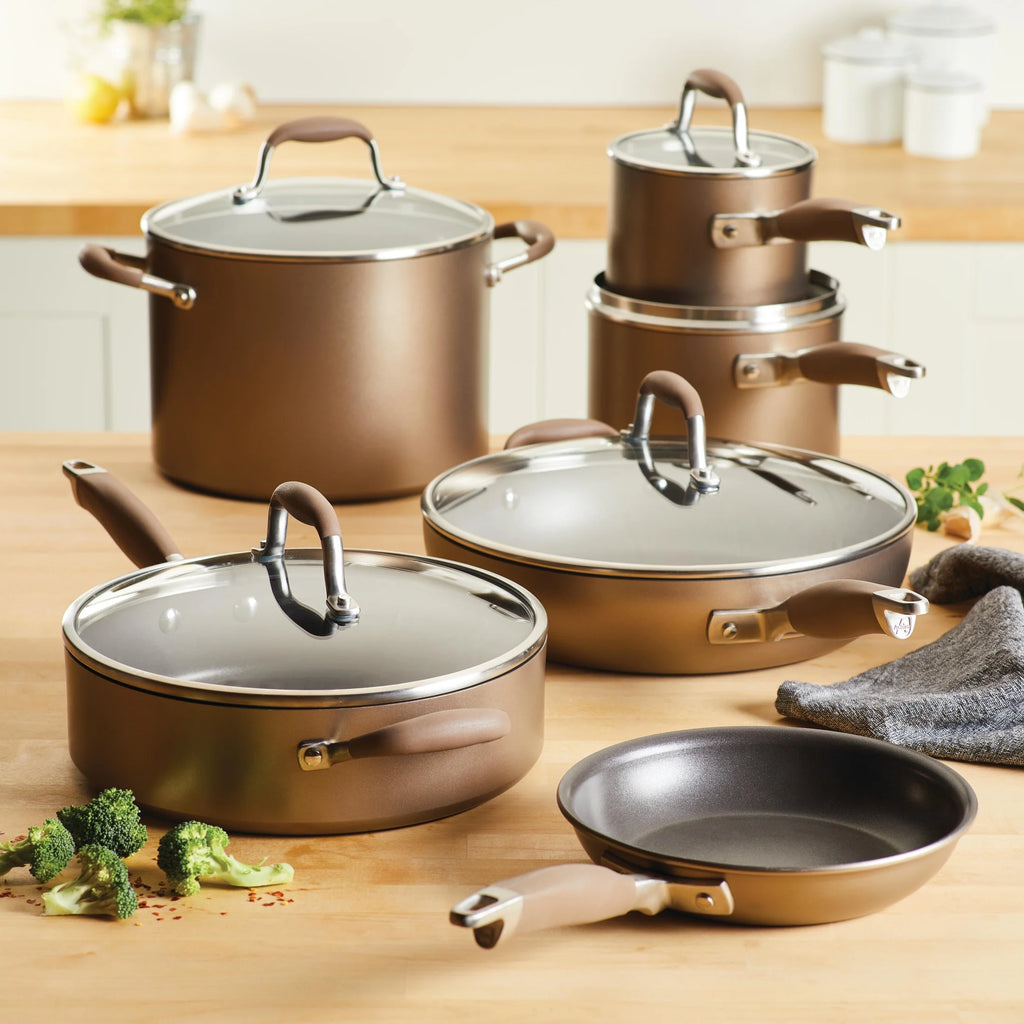 Anolon Advanced Home 11 Piece Nonstick Pots and Pans Set, Bronze