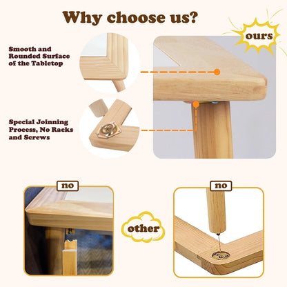Sweet Time Toddler Sensory Table Chairs, Wood Kids Activity Table with Storage Play Study Furniture