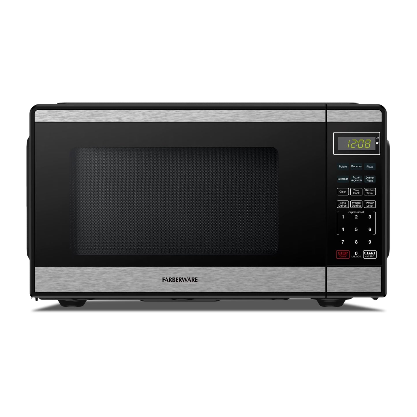 Farberware Countertop Microwave Ov 1100 Watts, 2.2 cu ft - Smart Sensor With LED Lighting and Child Lock - Perfect for Apartments and Dorms - Easy Clean Black Interior, Stainless Steel