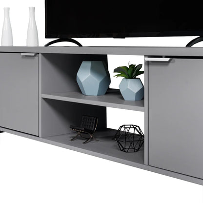 Madesa TV Stand Large Media Console with Cable Management for 65, 75 Inch Media Storage Gaming Living Room Entertainment Center Modern Wooden Television Cabinet - Black
