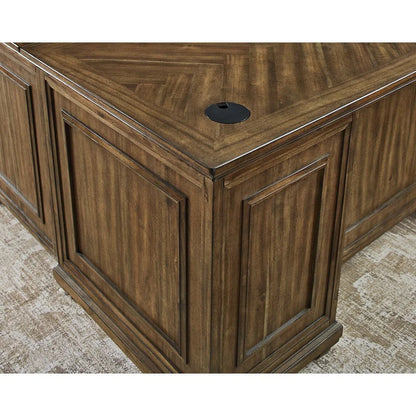 Martin Furniture Wood L-Desk Office Corner Desk Writing Table & Return in Brown