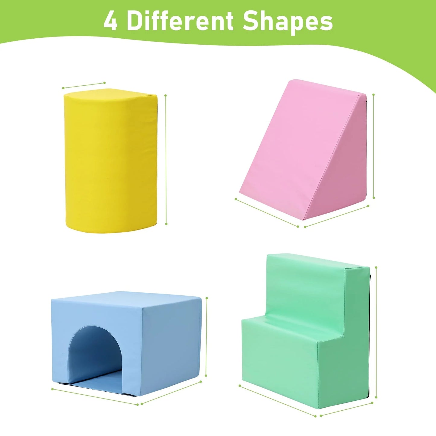 Soft Climbing Indoor Set, Foam Climbing Blocks for Toddlers, Climbing, and Sliding Activity Play Set,4PCS
