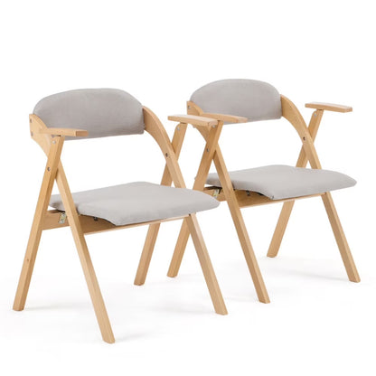 IVV 2-Pack Beechwood Folding Chairs with Cushioned Seat and Backrest, No-Assembly Guest Chairs for Home, Office, or Events (Beige)