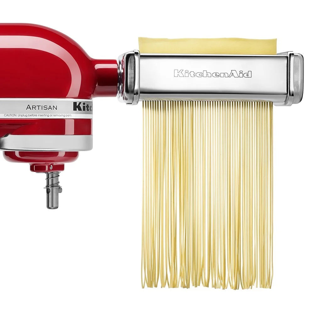 Kitchenaid KPRA Pasta Roller and cutter for Spaghetti and Fettuccine Stand Mixer Attachments, Metal Silver, 112 oz, 3 Pack