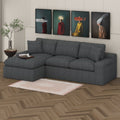 BEBPILOO Modular Chenille 107.9" Sofa with Flexible Configuration, Double - Layer Cushions, Deep Seating & Side Storage Pockets, Full-compressed Sofa for Living Room, Gray