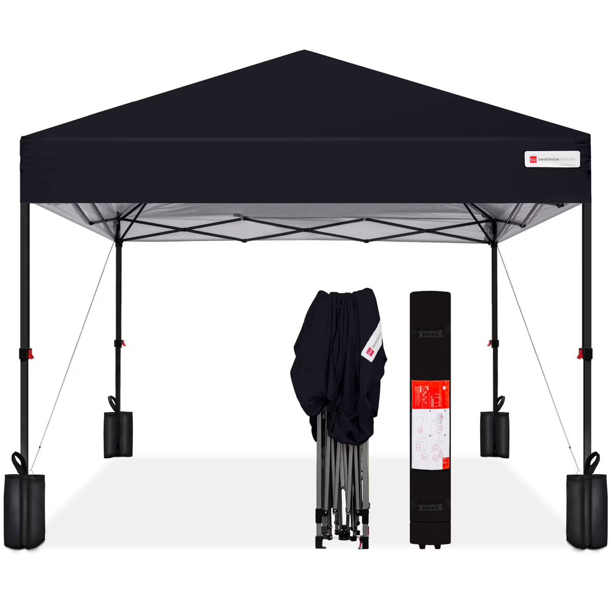 Best Choice Products 12x12ft Easy Setup Pop Up Canopy w/ 1-Button Setup, Wheeled Case, 4 Weight Bags - Navy Blue