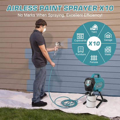 X10 Airless Paint Sprayer, Electric Paint Machine with Extension Pole and Cleaning Kits, 3300 PSI 750W, 0.32GPM Stand Paint Sprayer for DIY Painting Projects Home Interior & House Exterior