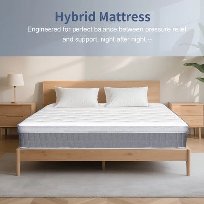 Full Size Mattress in a Box 14 Inch Memory Foam Hybrid Mattress with Pocketed Springs Medium Firm Support Motion Isolation Edge Support Night Trial