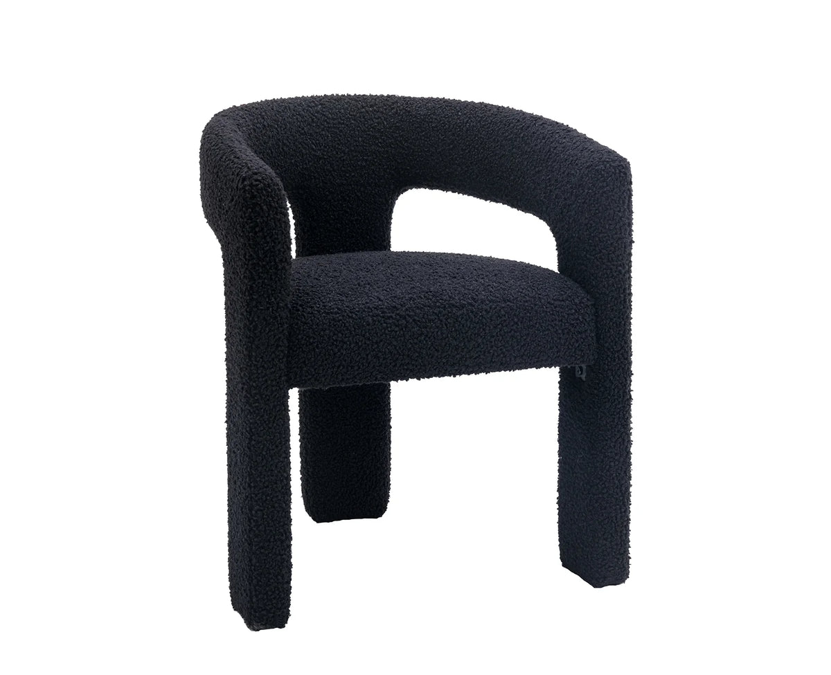 Guyou Modern Sherpa Upholstered Dining Chair, Cute Barrel Side Armchair Kitchen Chair with Armrests and Back for Living Room Dining Room Bedroom, Green