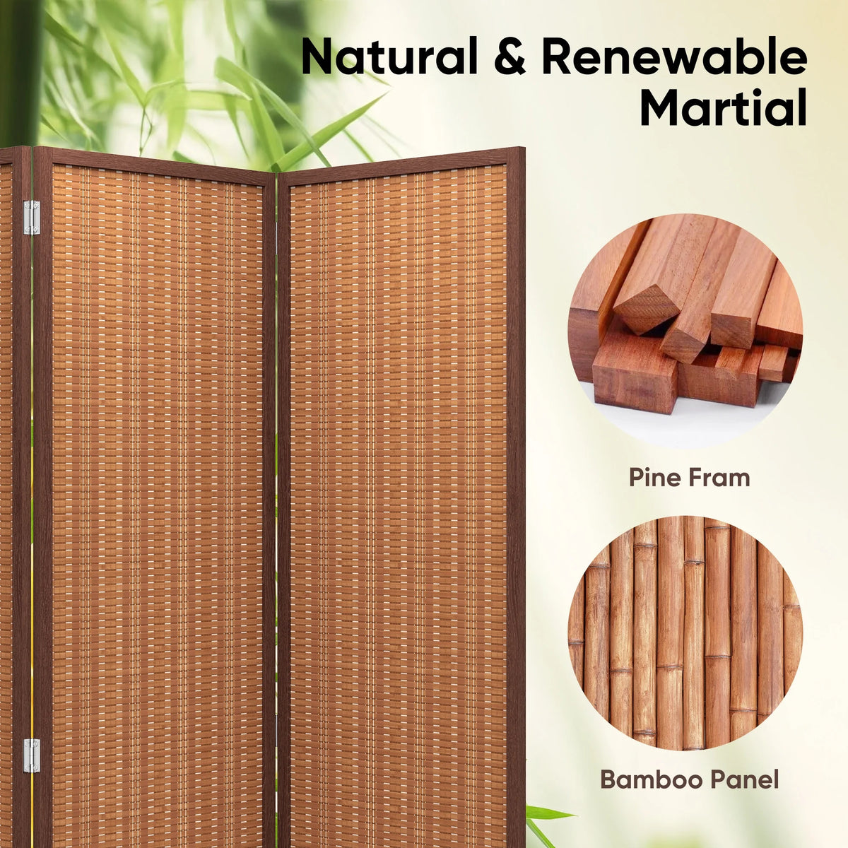 JOSTYLE 4-Panel Room Divider 6ft Tall Extra Wide Folding Privacy Screen with Diamond Double-Weave Divider for Room Separation Freestanding Red Brown