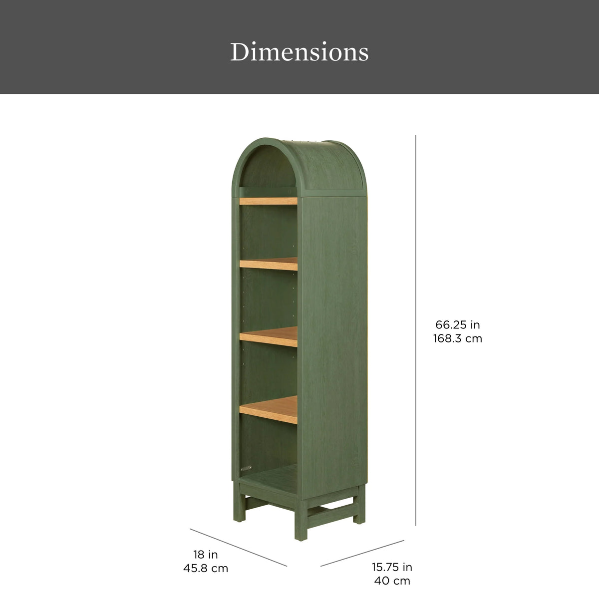 Better Homes & Gardens Juliet Narrow Arch Bookcase, Rich Black and Light Honey