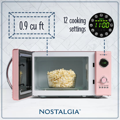 Nostalgia Retro Microwave for Countertop 0.9 cu ft Vintage Microwave, Ivory
